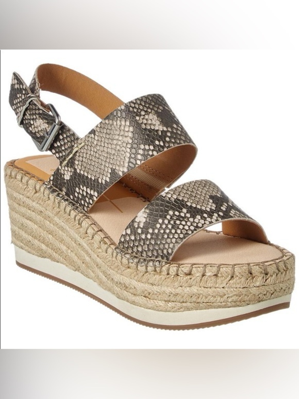 Dolce Vita Mauro Snake-Print Espadrille Wedge Sandals - Neutral Taupe Size 8.5